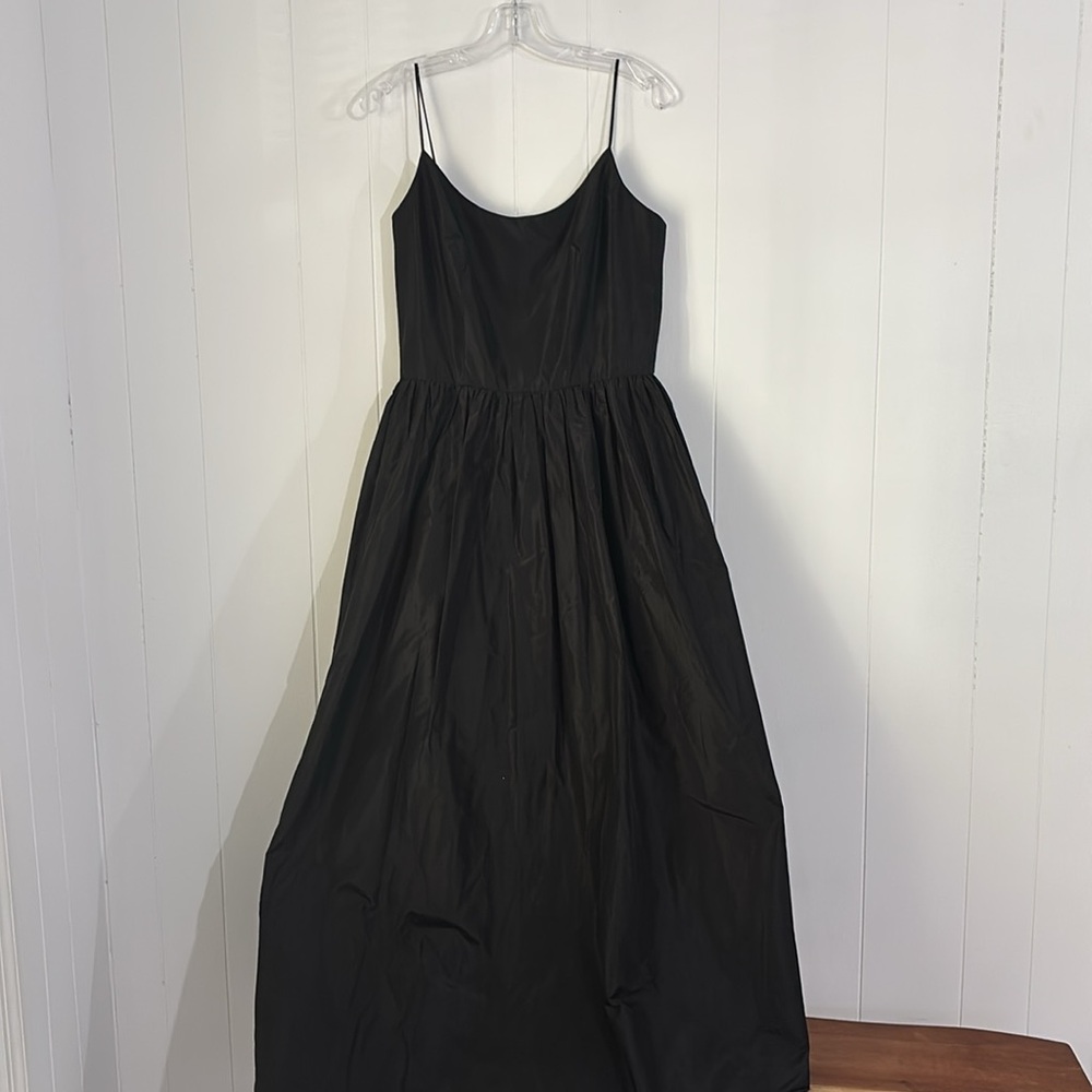 Karen Lorrance Silk Cocktail Black Spaghetti Evening Maxi Dress Size 12 - Picture 3 of 16